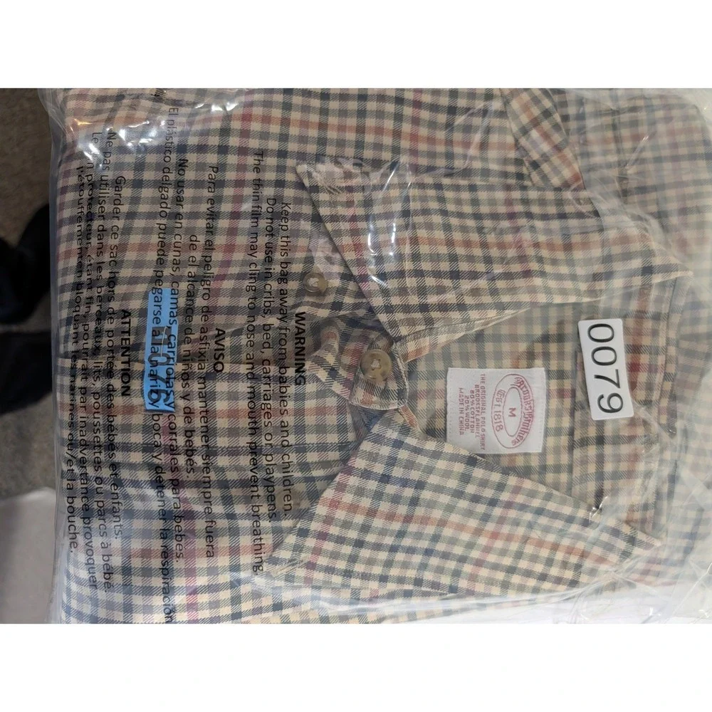 Brooks‎ Brothers Button Down Mens M Multicolor Tattersall Check Wool Flannel - Picture 8 of 8